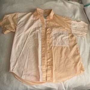 Orange & White Striped oversized Button-Up Shirt
